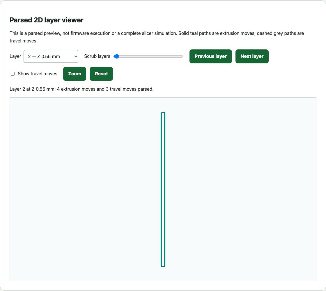 Recorded second-layer preview of the retained Classic export showing one narrow outline.
